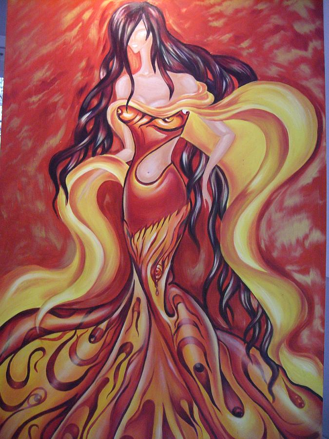 675x900 Abstract Art Woman Painting By Natasha Russu - Abstract Woman Painting