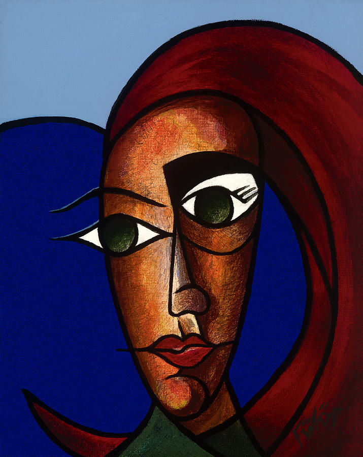 715x900 Abstract Woman Face Painting By Janos Fulop - Abstract Woman Painting
