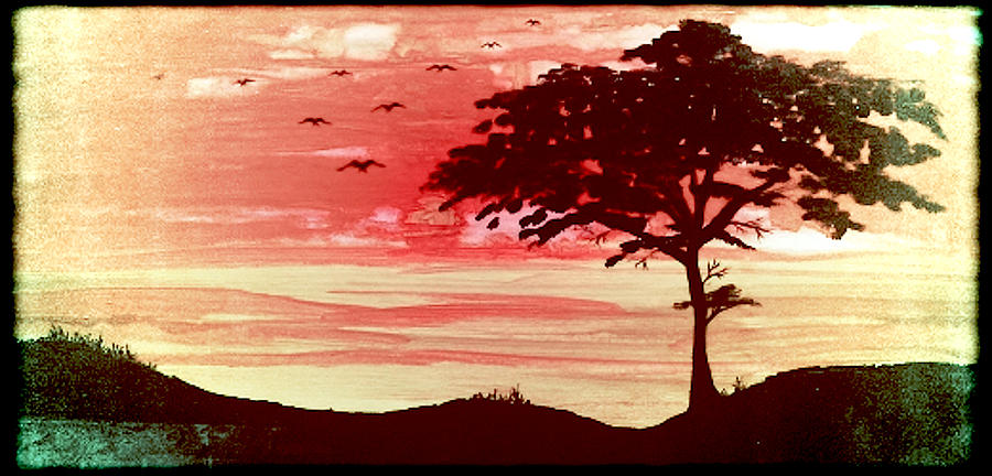900x432 Kenya Landscape Acacia Tree Painting Fine Art Print Painting By - Acacia Tree Painting