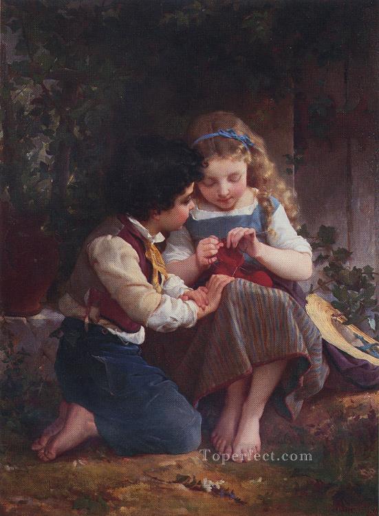 551x750 Special Moment Academic Realism Girl Emile Munier Painting In Oil - Academic Painting