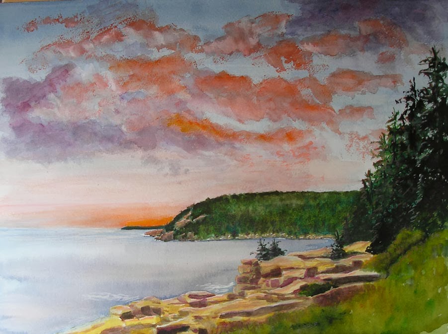 901x673 Bunny's Artwork Acadia, Bar Harbor Me Watercolor Painting - Acadia Painting