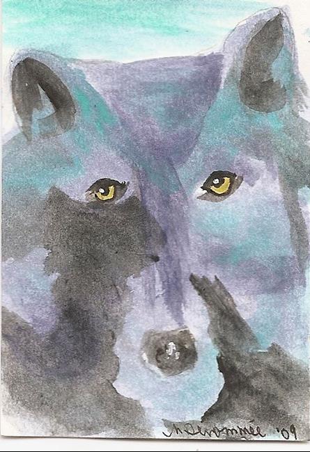 445x650 Blue Bear Aceo Painting - Aceo Painting