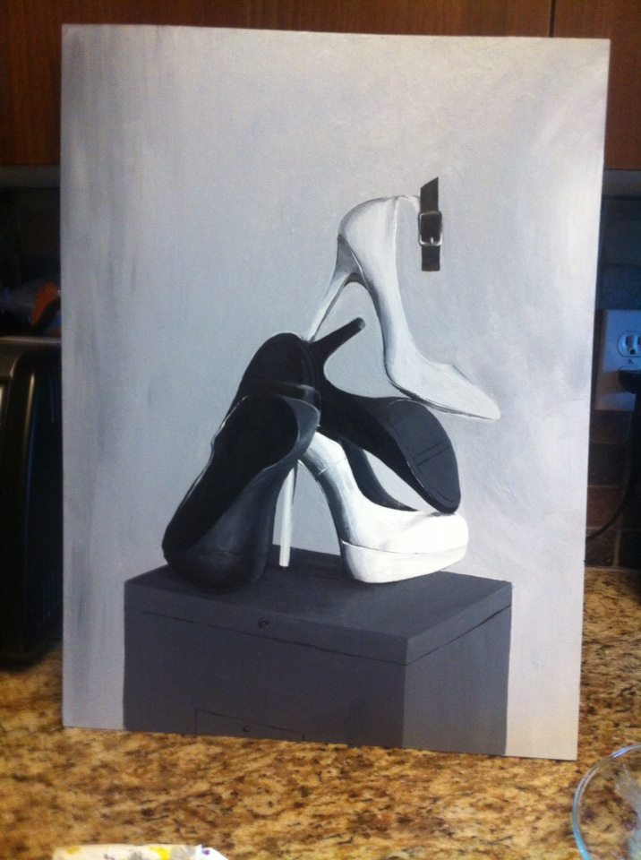 716x960 Achromatic Shoes Painting In Acrylic By Susanjohns - Achromatic Painting