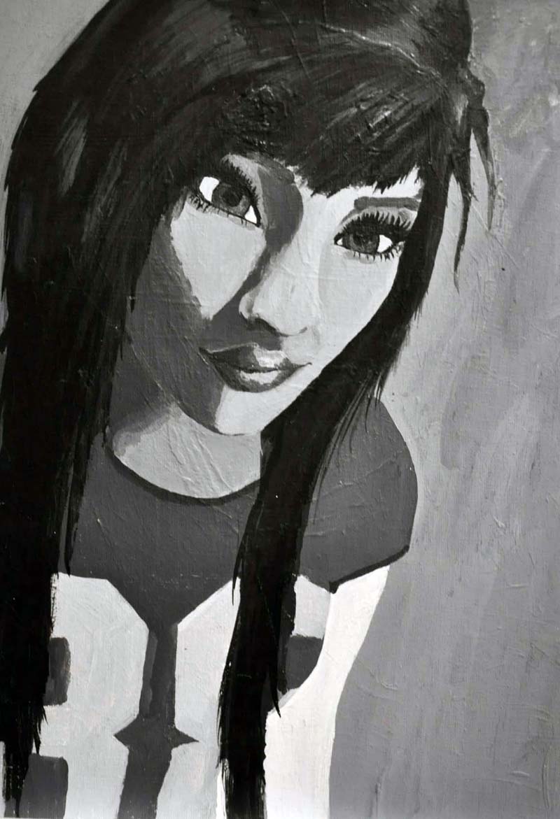 800x1171 Student Art Achromatic Portraits - Achromatic Painting