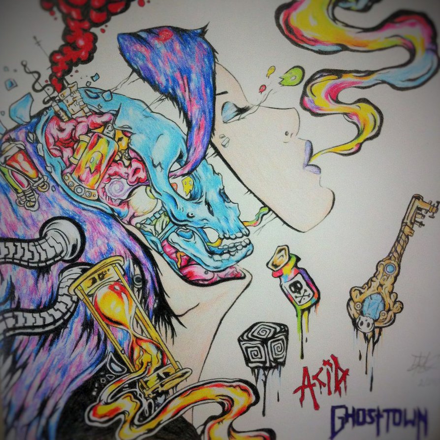 894x894 Ghost Town Acid Girl Drawing By Danibear509 - Acid Painting