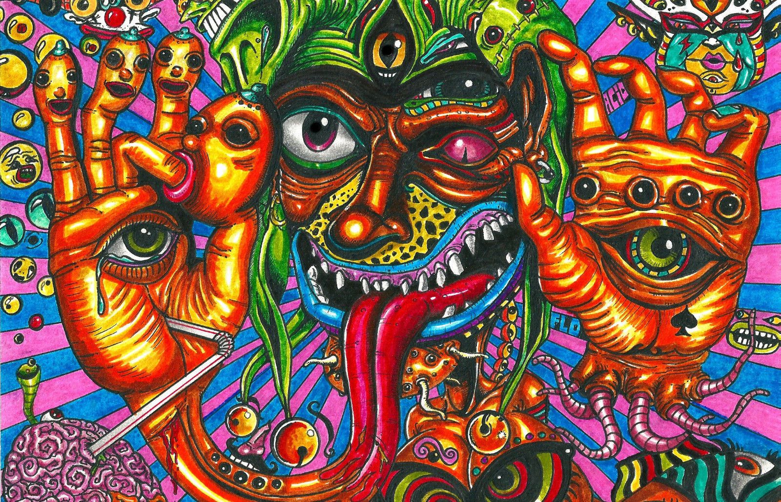 1600x1028 Framed Print - Acid Trip Painting