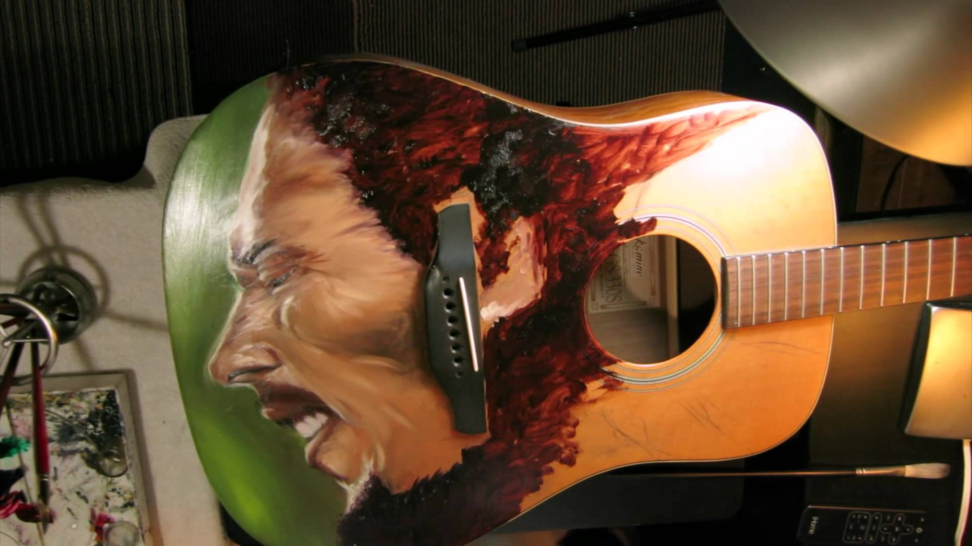 1920x1080 Bob Marley Oil Painting On Acoustic Guitar (The Art Of Him) - Acoustic Painting