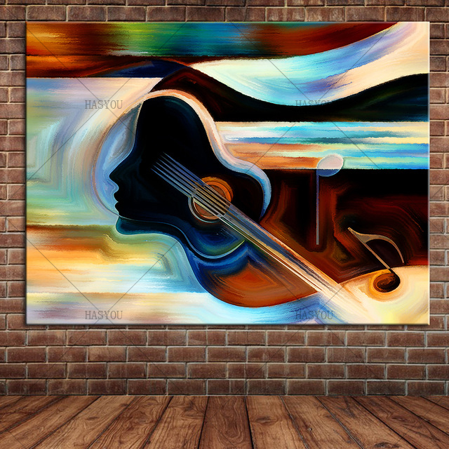 640x640 Frameless Abstract Musical Instruments Oil Painting Modern Canvas - Acoustic Painting