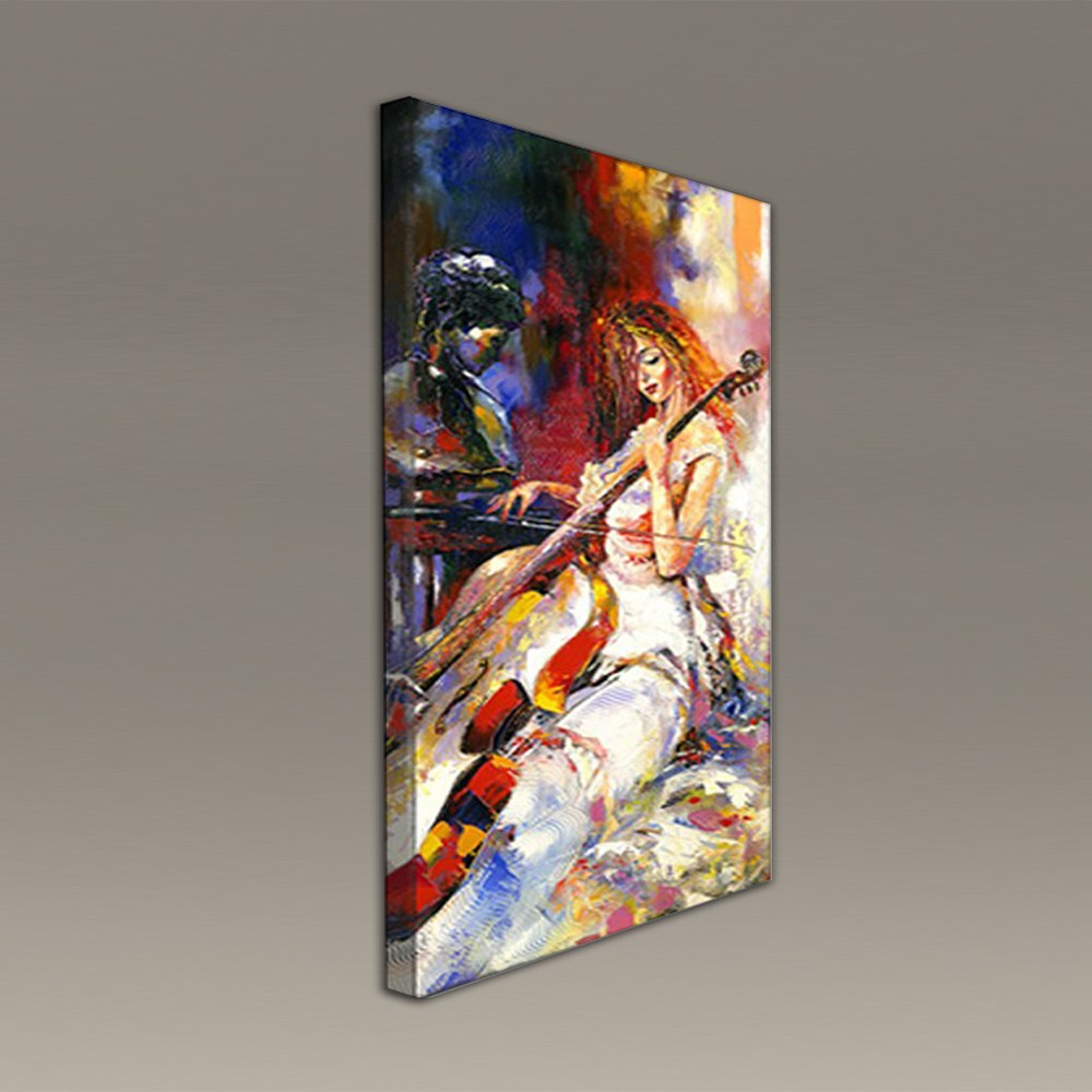 1000x1000 Lady And Cello Painting - Acoustic Painting