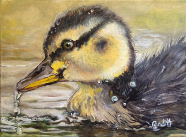 640x472 Sue Conditt Artwork Golden Duckling Original Painting Acrylic - Acrylic Animal Painting