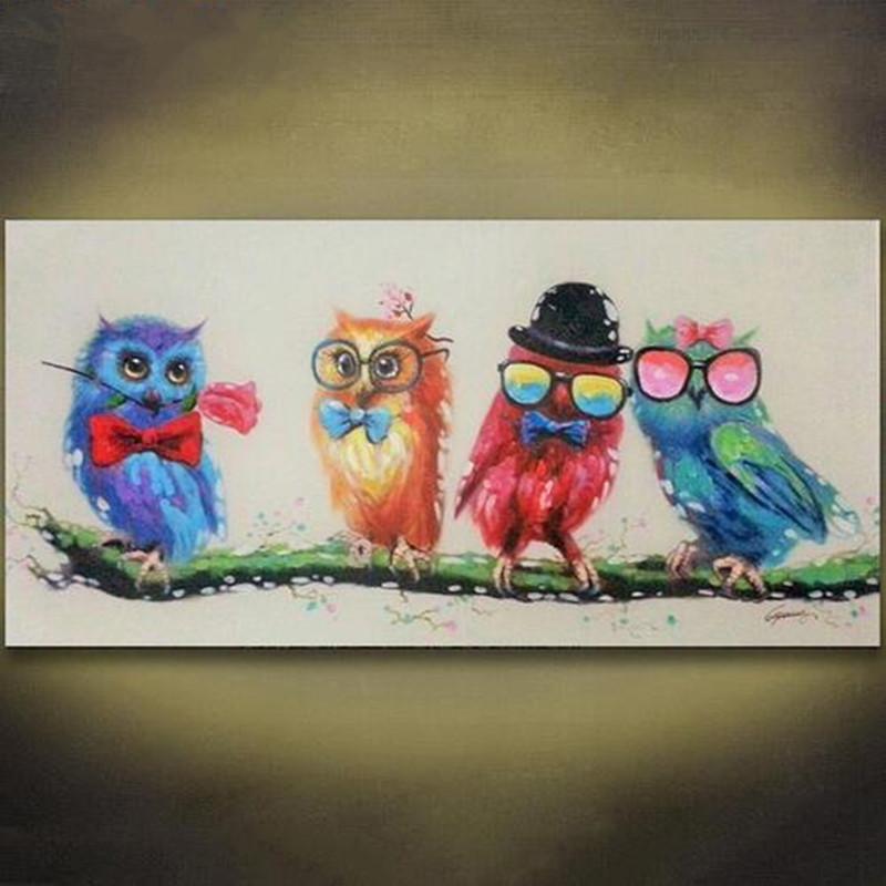 800x800 Best Colorful Owl Art Oil Painting Animal Hand Painted Acrylic - Acrylic Animal Painting