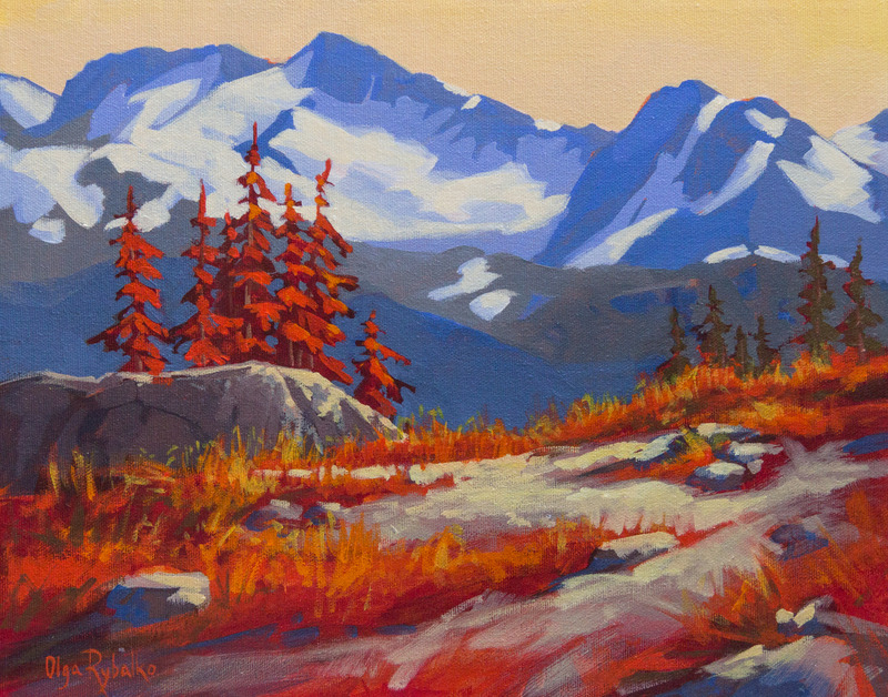 800x628 Fire Mountain By Olga Rybalko, Canvas - Acrylic Canvas Painting Landscape