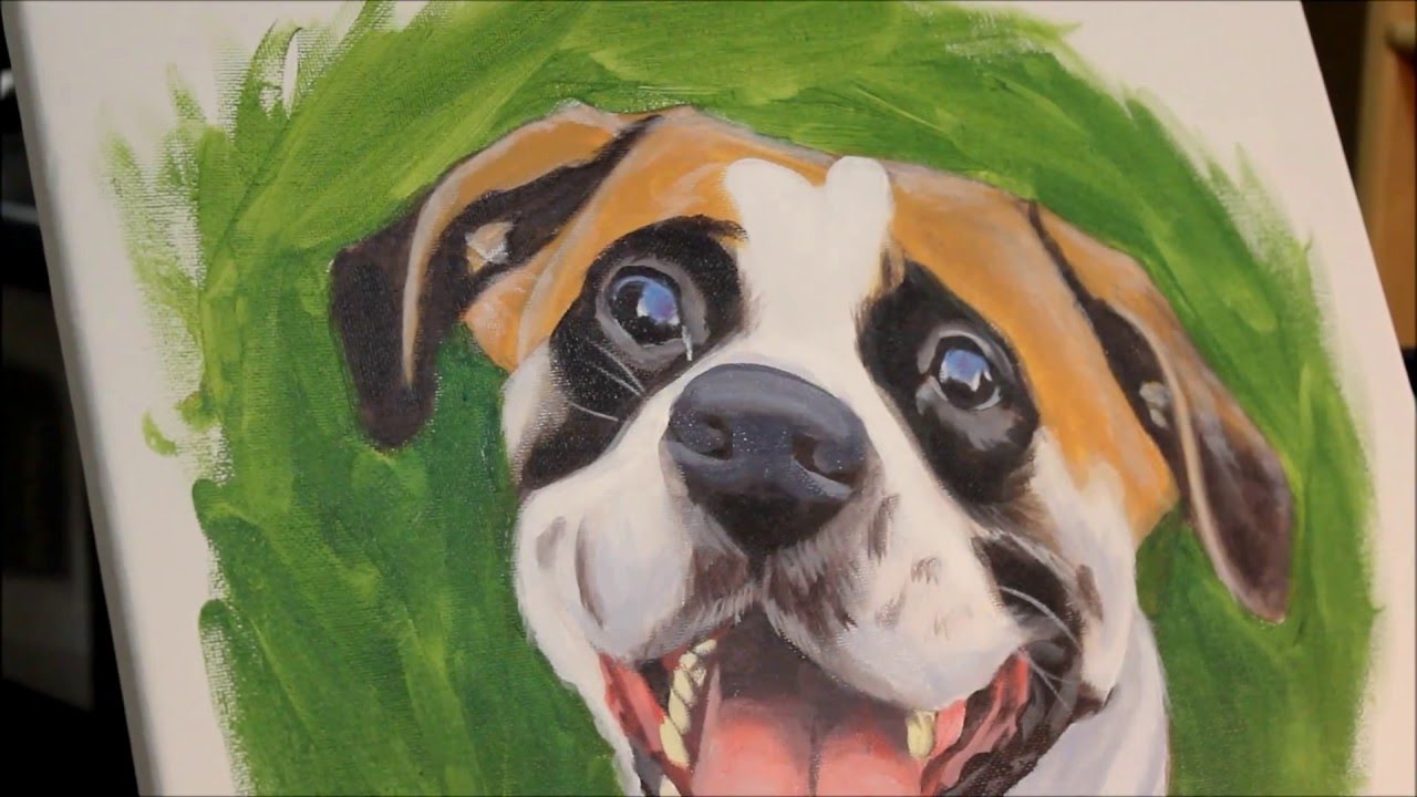 1280x720 Dog Speed Painting Painting In Acrylic - Acrylic Dog Painting