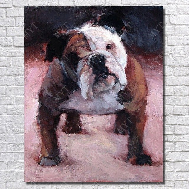 640x640 Bull Dog Realistic Pet Dog Acrylic Oil Painting Large Size Cheap - Acrylic Dog Painting