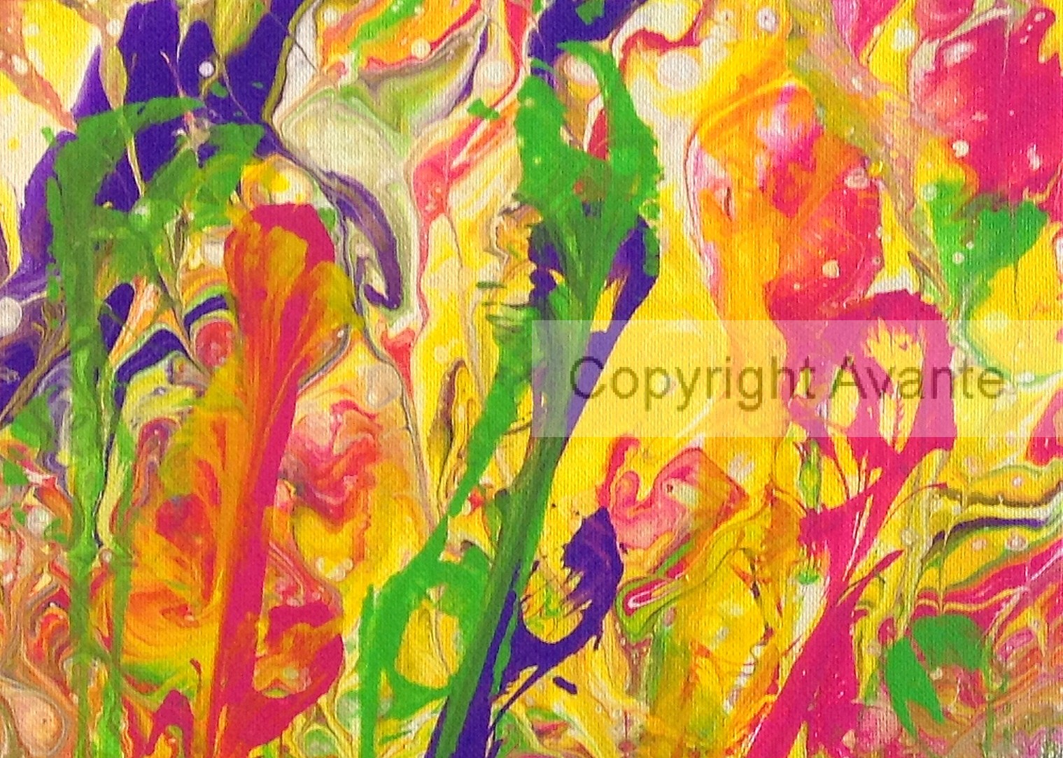 1519x1084 Flower Overload Art Print - Acrylic Flower Painting