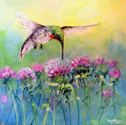 430x425 Hummingbird Painting Acrylic Inspirational Art Hummingbird - Acrylic Hummingbird Painting