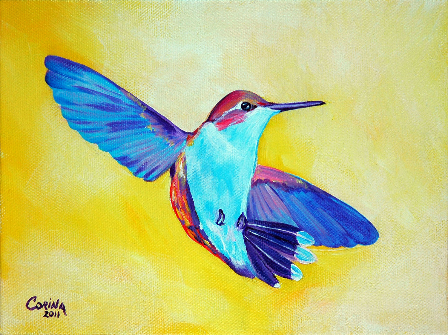 1500x1122 Hummingbird Painting Acrylic - Acrylic Hummingbird Painting