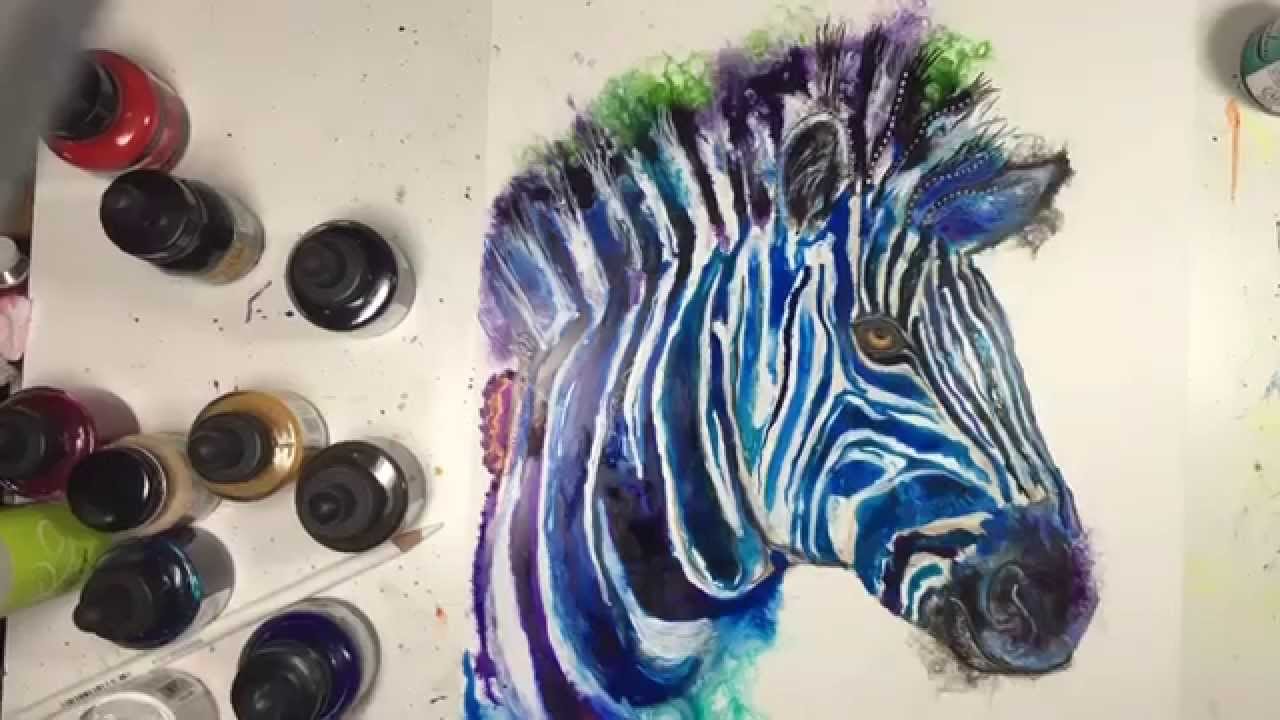 1280x720 Speed Painting Animal Art Zebra Using Acrylic And India Inks - Acrylic Ink Painting