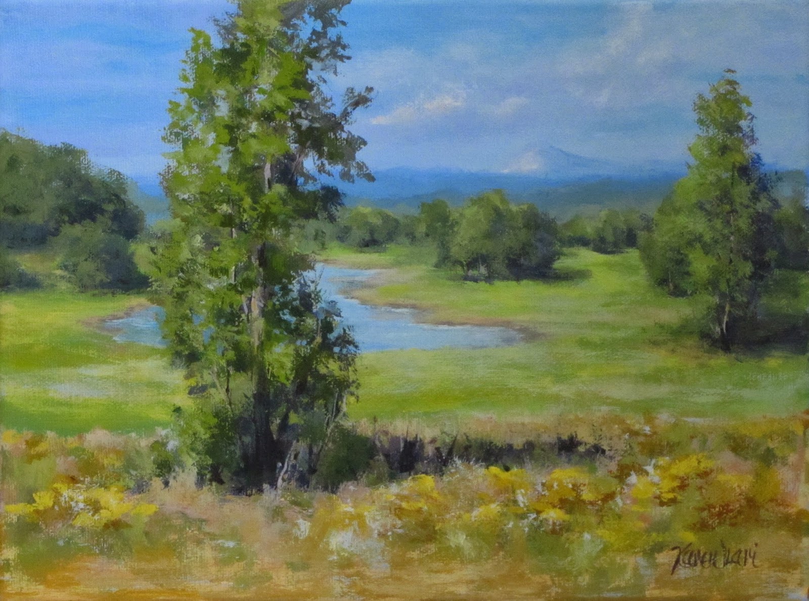 1600x1189 Karen Ilari Painting Summer Pond An Acrylic Landscape Painting - Acrylic Landscape Painting