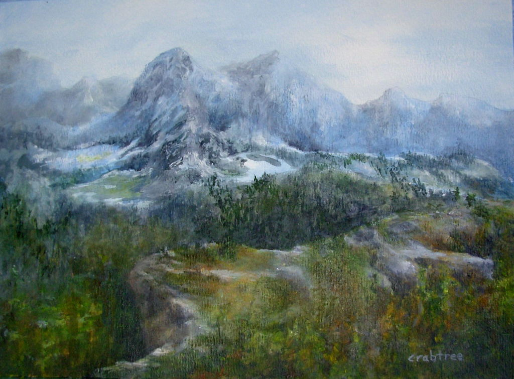 1024x755 Mountains Amp Pines An Acrylic Landscape Painting 9 X 12 - Acrylic Landscape Painting