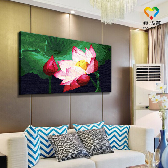 640x640 Lotus Flower Oil Painting By Number Digital Painting 100%cotton - Acrylic Lotus Flower Painting