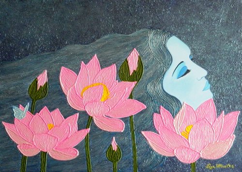 500x356 Magic Dreams - Acrylic Lotus Flower Painting