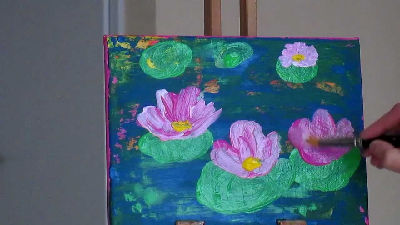 1280x720 Tanja Bell How To Paint Abstract Painting Lily Pond Tutorial Lotus - Acrylic Lotus Flower Painting