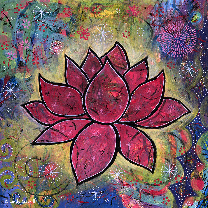 840x840 Transcend Lotus Painting - Acrylic Lotus Flower Painting