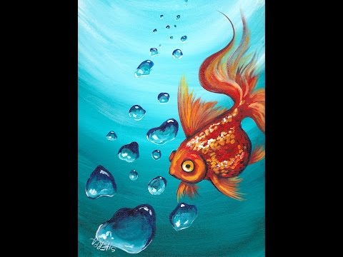 480x360 Goldfish And Realistic Underwater Bubbles Step By Step Acrylic - Acrylic Painting