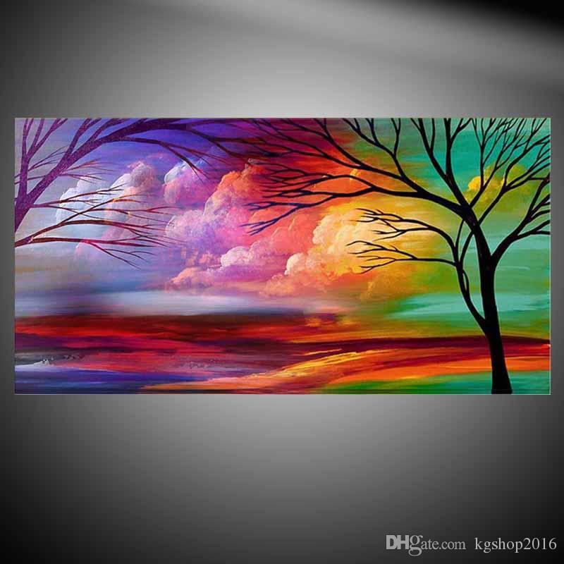 800x800 2018 Kgtech Modern Art Landscape Acrylic Paintings Trees On Field - Acrylic Painting