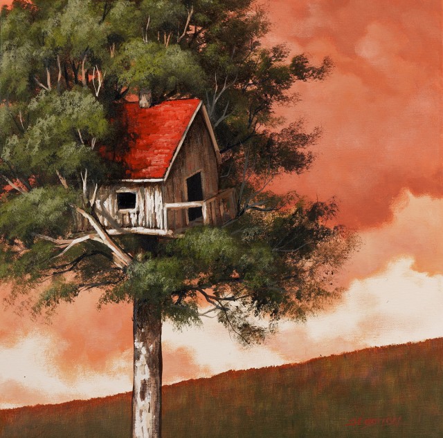 640x634 Sunset Tree House Acrylic Painting Lesson Tim Gagnon Studio - Acrylic Painting