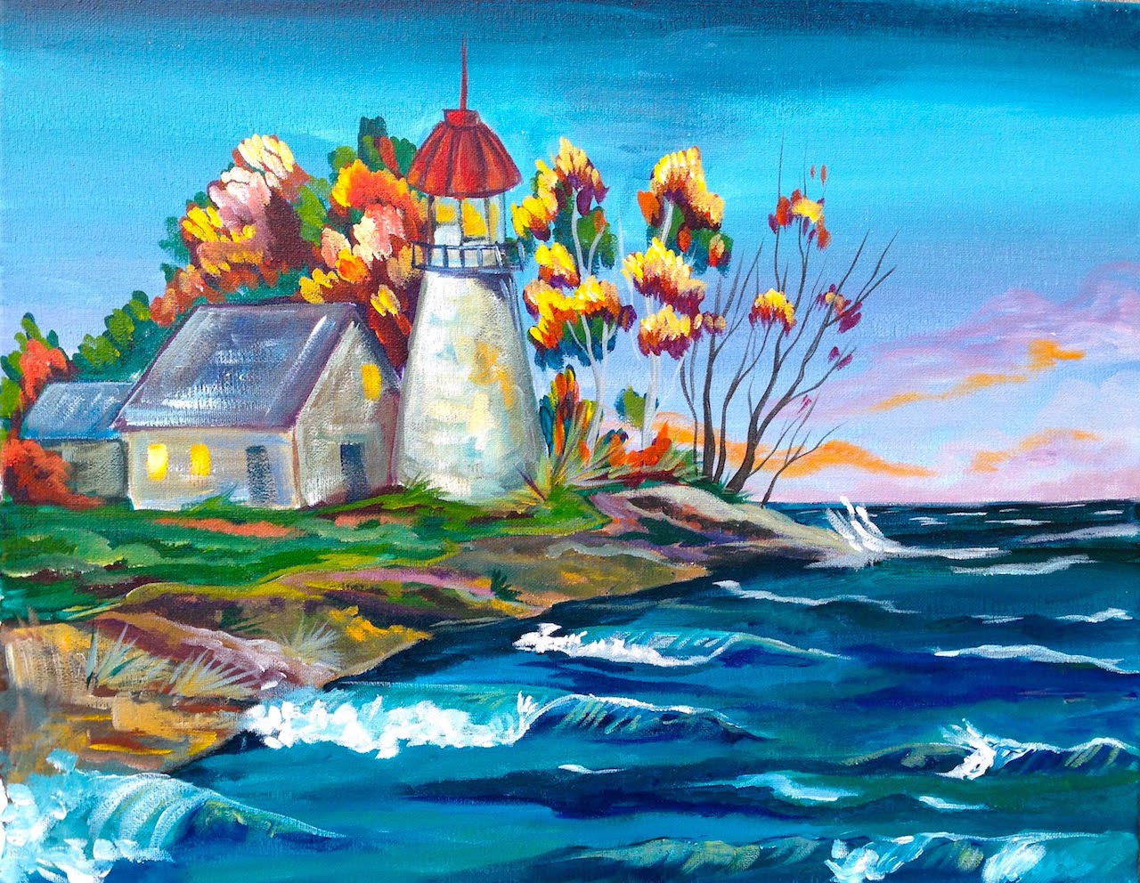 1280x992 Acrylic Painting Tutorial Fall Lighthouse The Art Sherpa - Acrylic Painting Art