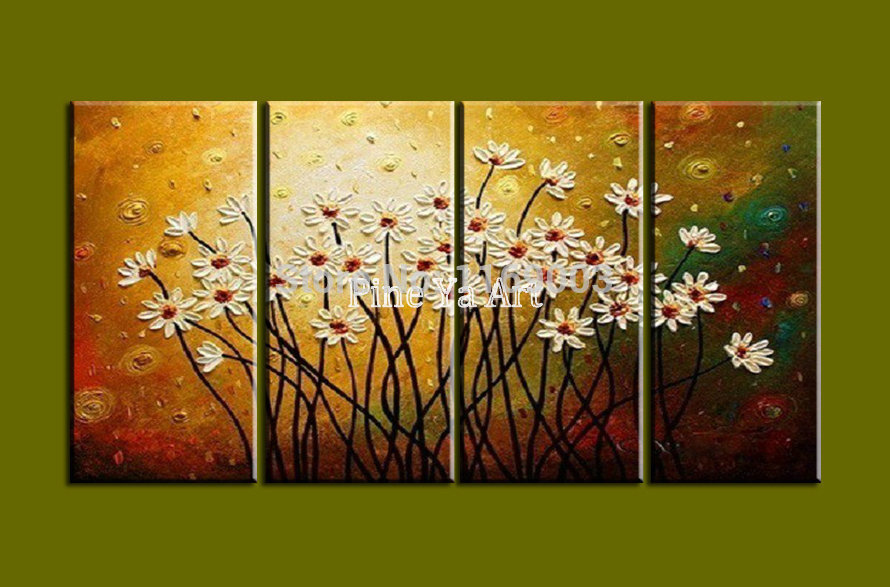 890x587 4 Piece Modern Canvas Wall Art Abstract Decorative Acrylic Flower - Acrylic Painting Flowers Abstract