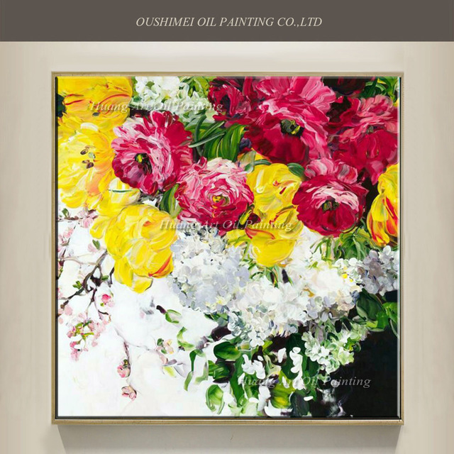 640x640 New Hand Painted Knife Flower Oil Painting On Canvas Modern - Acrylic Painting Flowers Abstract