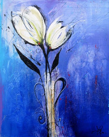 459x576 Acrylic Abstract Paintings On Canvas Blue Moon By Laura Harris - Acrylic Painting Flowers Abstract