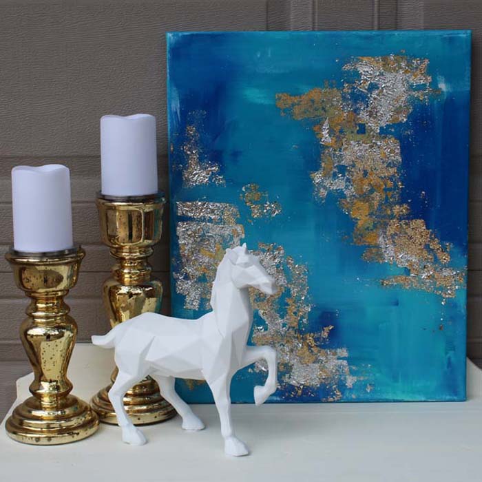 700x700 Canvas Gold Leaf High Gloss Resin Painting - Acrylic Painting Gloss Finish