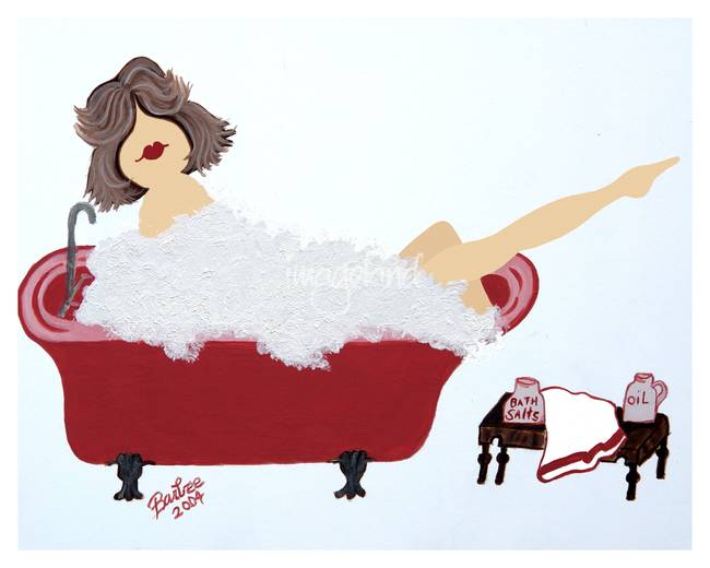 650x520 Bubble Bath Girl No Face By Barbara Wilford Gentry In Paintings - Acrylic Painting In Bathroom