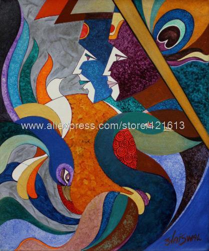 418x500 Happy Coexistence Acrylic On Canvas Hindu Painting Handmade Oil - Acrylic Painting In Bathroom