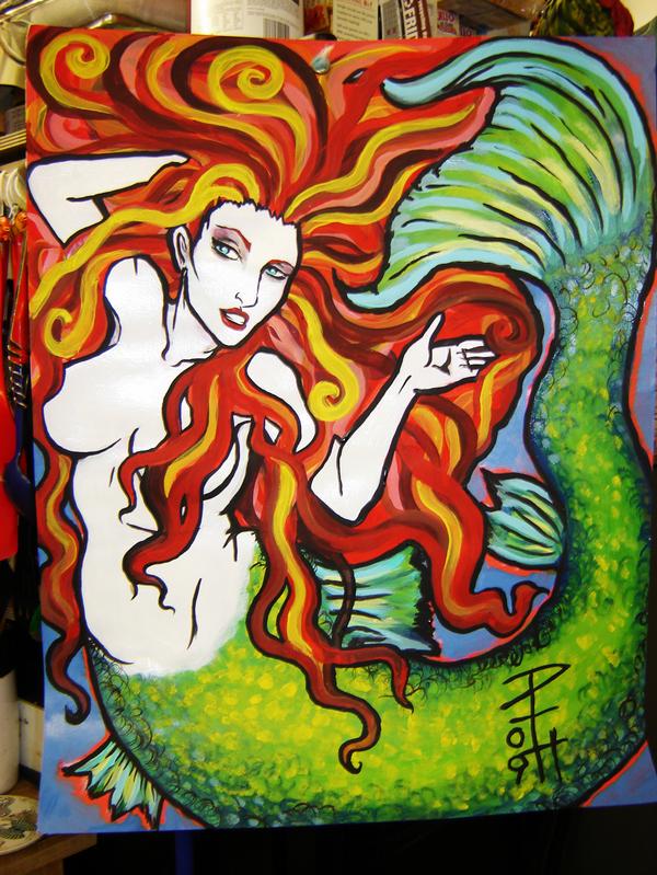 600x799 Mermaid Acrylic Painting 1 By Orobasart - Acrylic Painting Mermaid