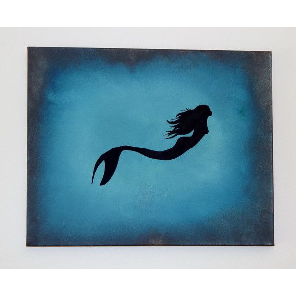 600x600 Mermaid Silhouette Original Acrylic Painting Canvas Liked - Acrylic Painting Mermaid