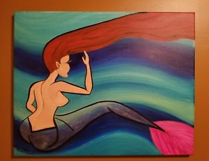 300x231 Original Acrylic Painting Mermaid Woman On Canvas Pop Wall Art - Acrylic Painting Mermaid