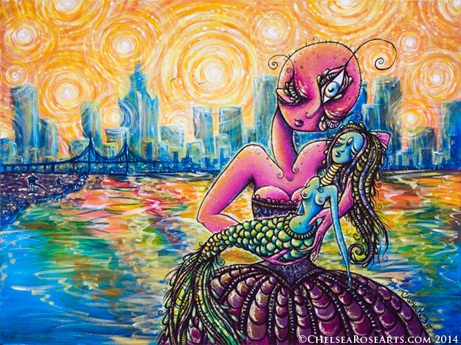 668x500 Chelsea Rose Fine Art The Last Mermaid New Original Acrylic Painting - Acrylic Painting Mermaid