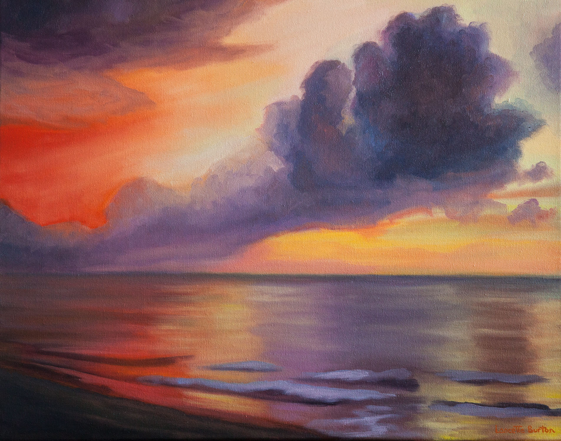 1905x1500 Fostermak Making Art Known Ocean Sunset 1 - Acrylic Painting Ocean Sunset