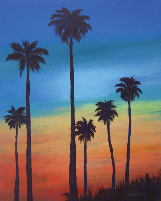 547x684 Sunset Palms Original Acrylic - Acrylic Painting Ocean Sunset