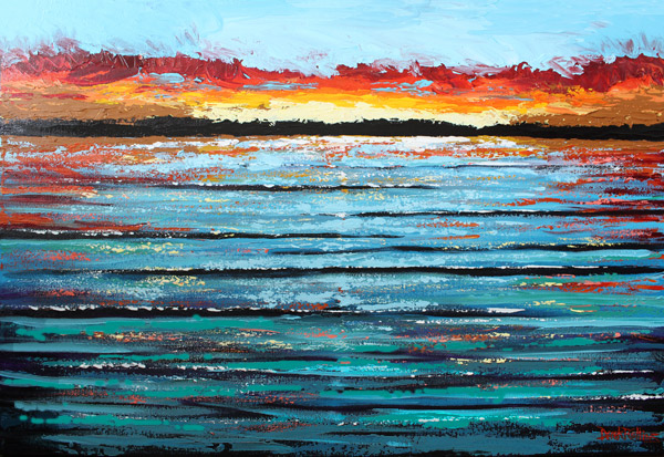 600x413 Artist Derek Collins Blog, Modern Impressionist Landscape - Acrylic Painting Ocean Sunset