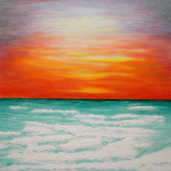 Acrylic Painting Ocean Sunset at PaintingValley.com | Explore ...