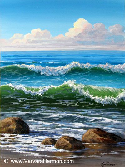 400x533 Ocean Waves With Acrylic Painting Ocean Waves Sea Scape - Acrylic Painting Ocean Waves