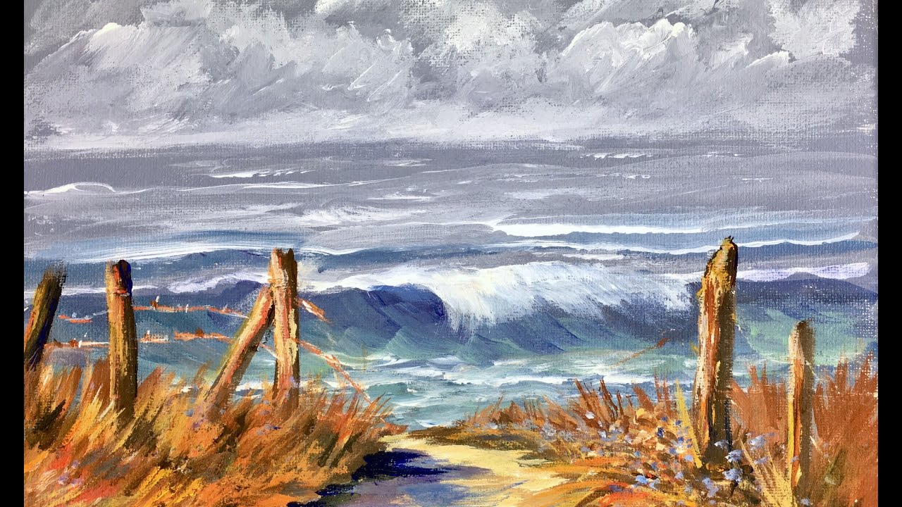1280x720 How To Paint A Romantic Ocean Waves - Acrylic Painting Ocean Waves