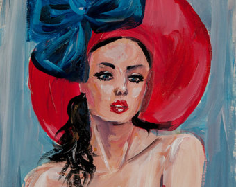 340x270 Women In Hats Paintings. Acrylic Painting By Ukrainian Artist - Acrylic Painting Of Women