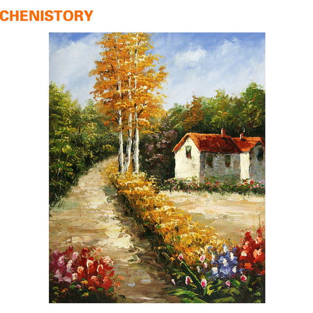 640x640 Chenistory Scenery Diy Painting By Numbers Paint On Canvas Kit - Acrylic Painting On Canvas